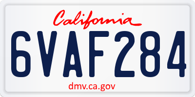 CA license plate 6VAF284