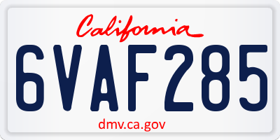 CA license plate 6VAF285