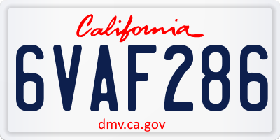 CA license plate 6VAF286