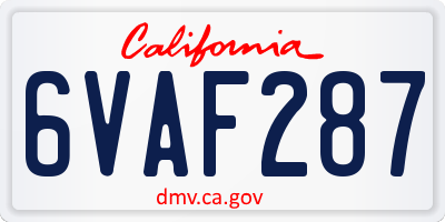 CA license plate 6VAF287
