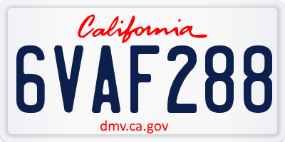 CA license plate 6VAF288