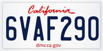CA license plate 6VAF290