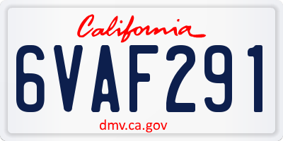 CA license plate 6VAF291
