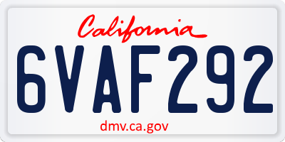 CA license plate 6VAF292