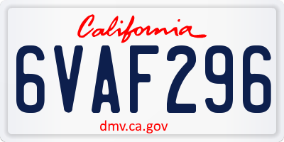 CA license plate 6VAF296