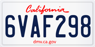 CA license plate 6VAF298