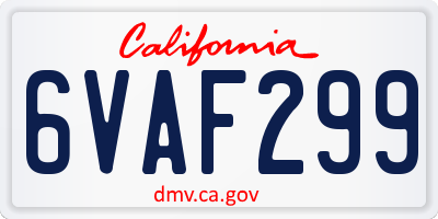 CA license plate 6VAF299