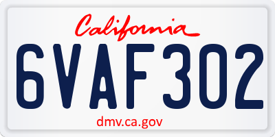 CA license plate 6VAF302