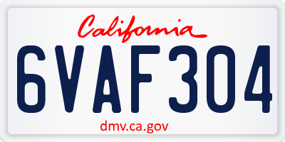 CA license plate 6VAF304