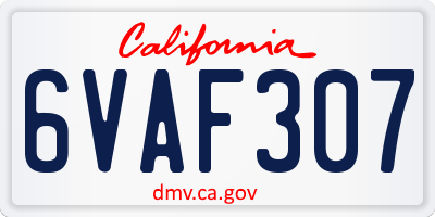 CA license plate 6VAF307