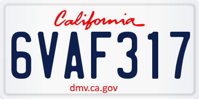CA license plate 6VAF317
