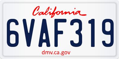 CA license plate 6VAF319