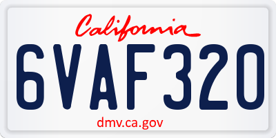 CA license plate 6VAF320