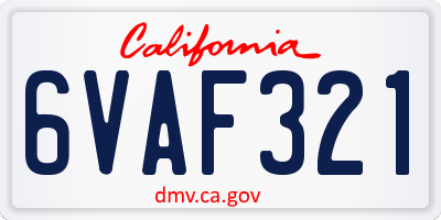 CA license plate 6VAF321