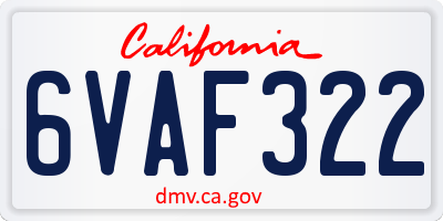 CA license plate 6VAF322