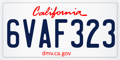 CA license plate 6VAF323