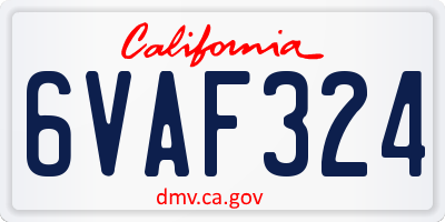 CA license plate 6VAF324