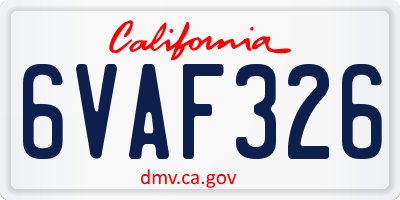 CA license plate 6VAF326