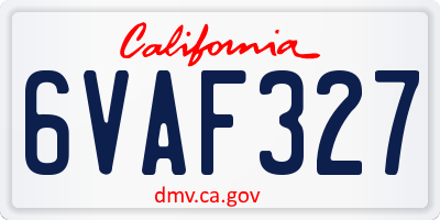 CA license plate 6VAF327