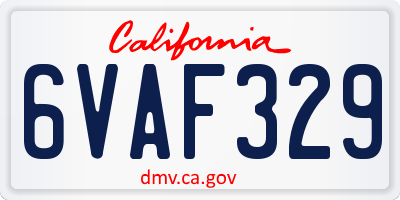 CA license plate 6VAF329