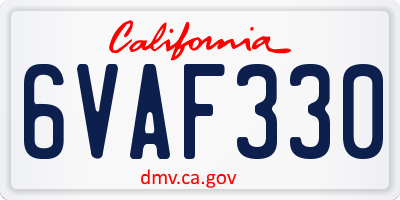 CA license plate 6VAF330