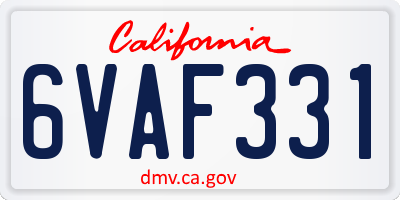 CA license plate 6VAF331