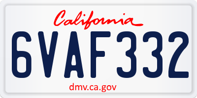 CA license plate 6VAF332