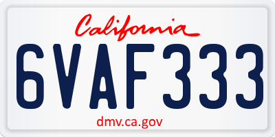 CA license plate 6VAF333