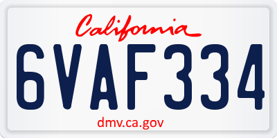CA license plate 6VAF334