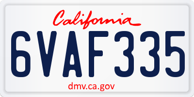 CA license plate 6VAF335