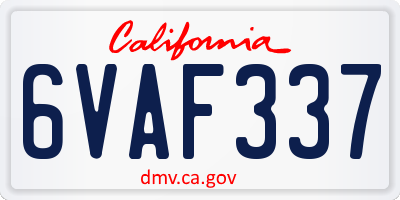 CA license plate 6VAF337