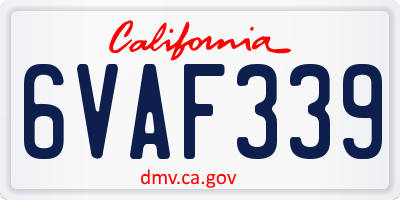 CA license plate 6VAF339