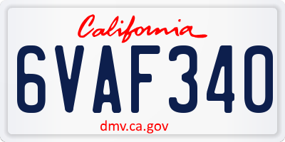 CA license plate 6VAF340