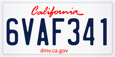 CA license plate 6VAF341