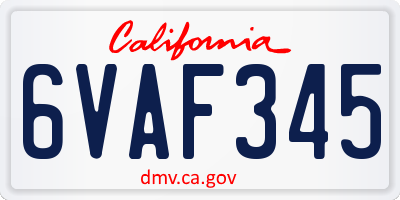 CA license plate 6VAF345