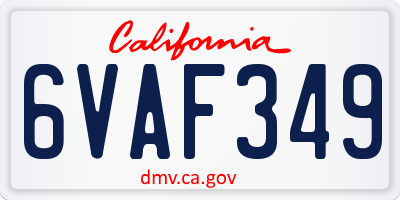CA license plate 6VAF349