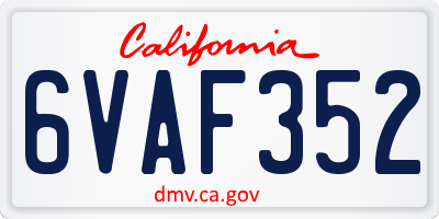 CA license plate 6VAF352