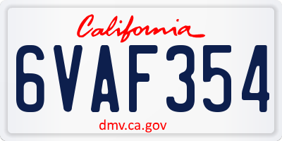 CA license plate 6VAF354