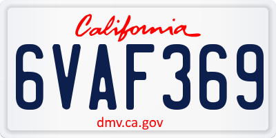 CA license plate 6VAF369