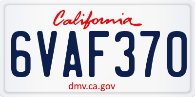 CA license plate 6VAF370