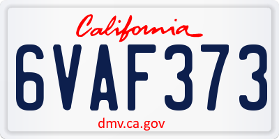 CA license plate 6VAF373