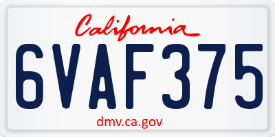 CA license plate 6VAF375