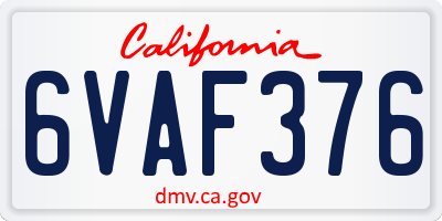 CA license plate 6VAF376