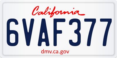 CA license plate 6VAF377