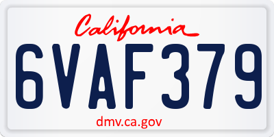 CA license plate 6VAF379