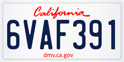 CA license plate 6VAF391