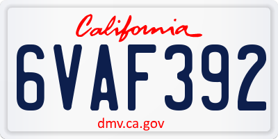 CA license plate 6VAF392