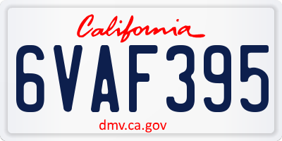 CA license plate 6VAF395