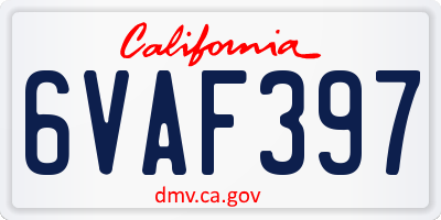CA license plate 6VAF397