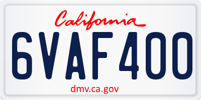 CA license plate 6VAF400